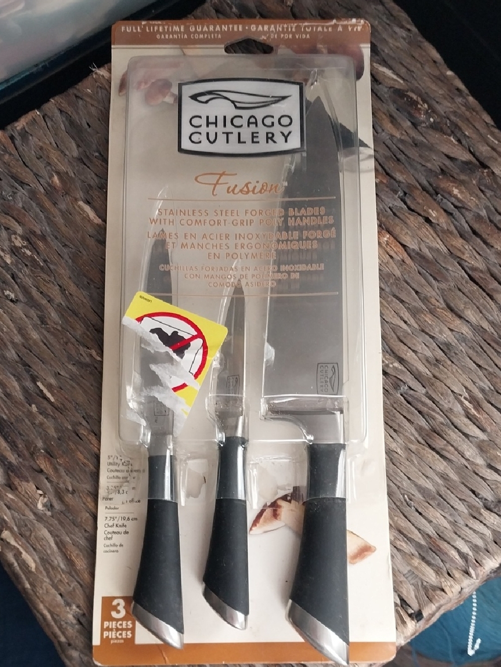 Chicago Cutlery Fusion 3-Piece Stainless Knife Set - Black Handles